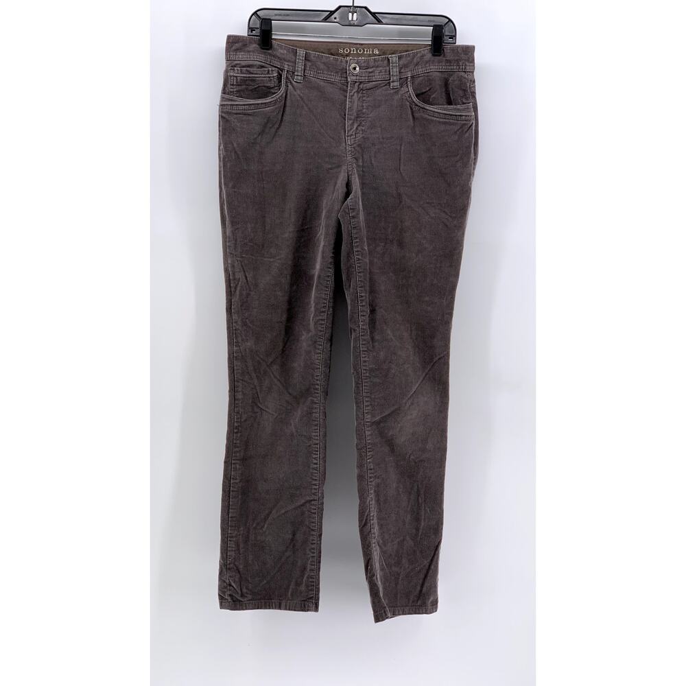 SONOMA LIFE+STYLE Women's Gray Corduroy Straight Leg Modern Fit Pants SZ 10